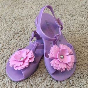 Lavender t-strap sandals